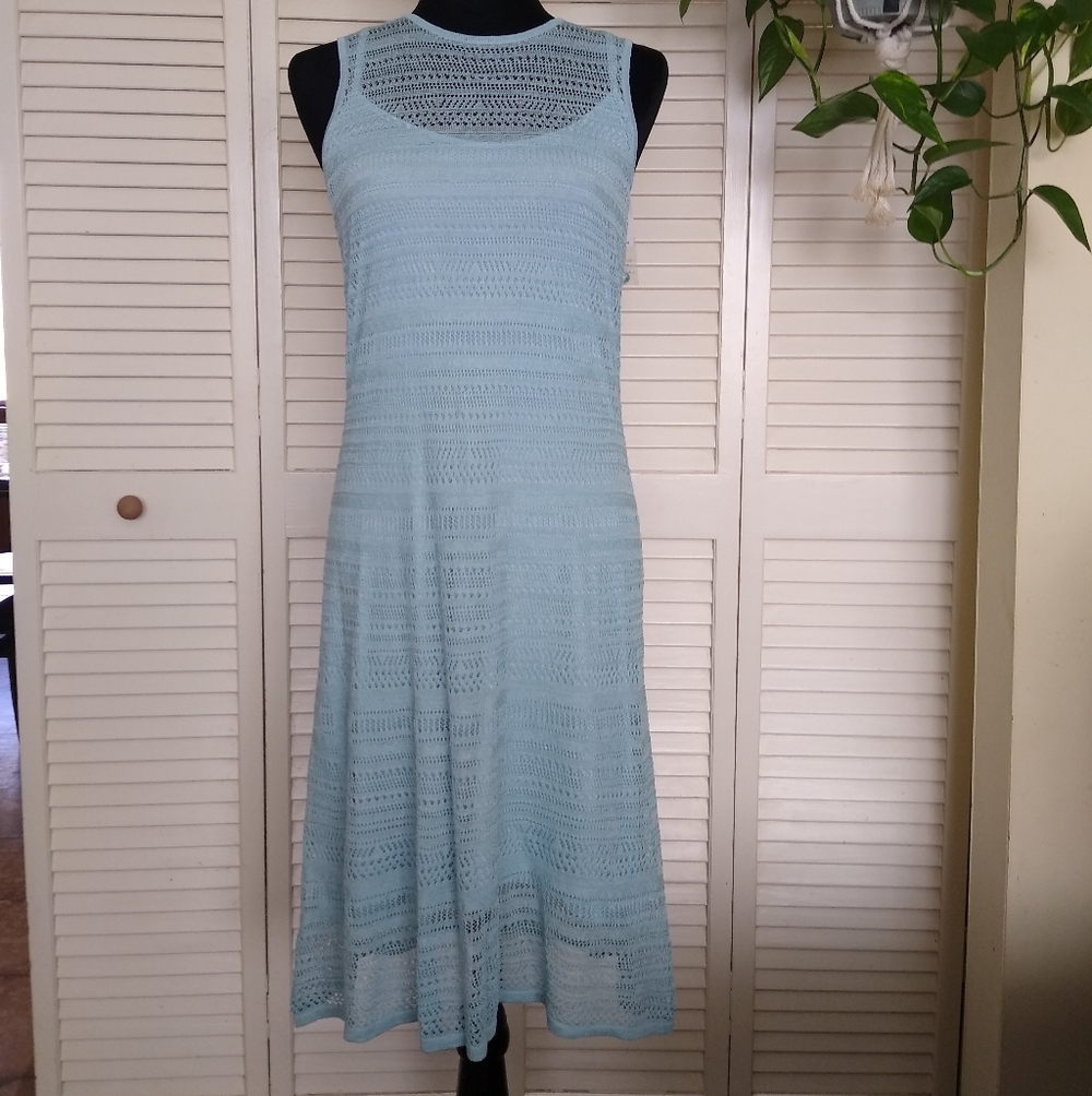 NWT Ralph Lauren Willow Blue Sleeveless Knit Midi Dress Size M MSRP $219